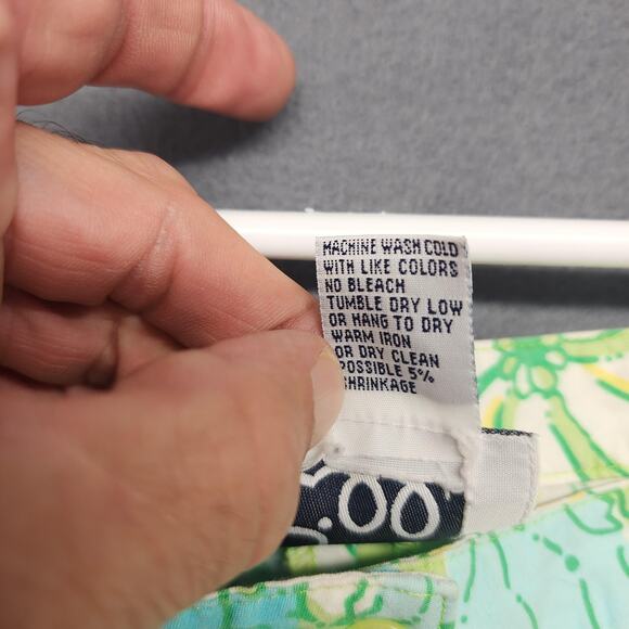 Lilly Pulitzer Pants Womens 10 Green Blue Capri Floral Stretch Cotton Cropped - Picture 4 of 10